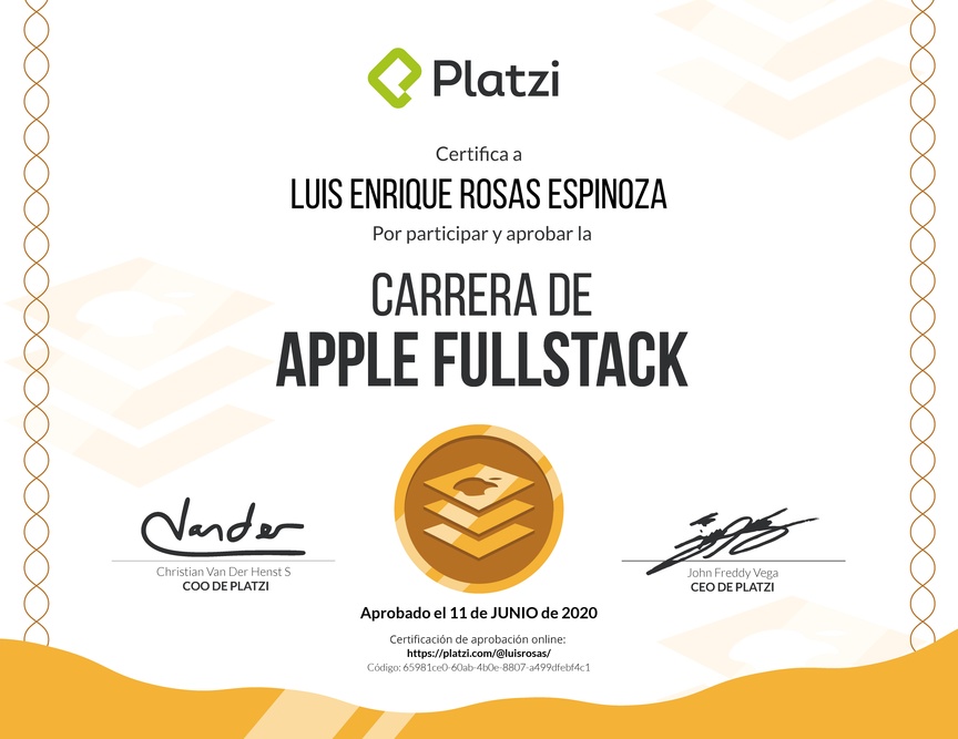 Diploma de la Ruta de Aprendizaje de Desarrollo de Aplicaciones iOS