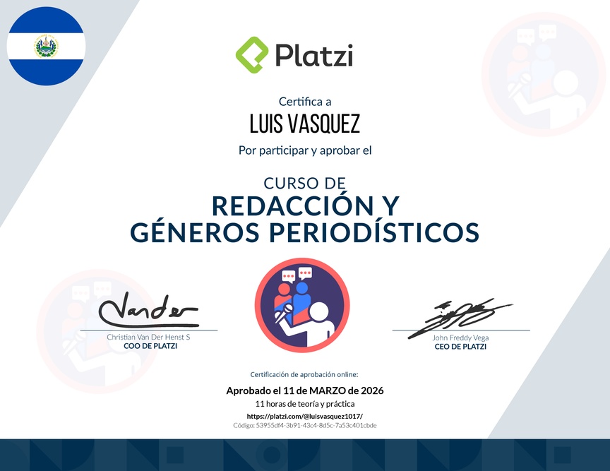 Diploma del Curso de Redacción y Géneros Periodísticos