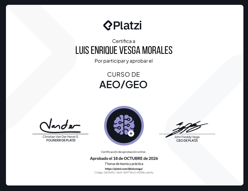 Diploma del Curso de AEO y GEO
