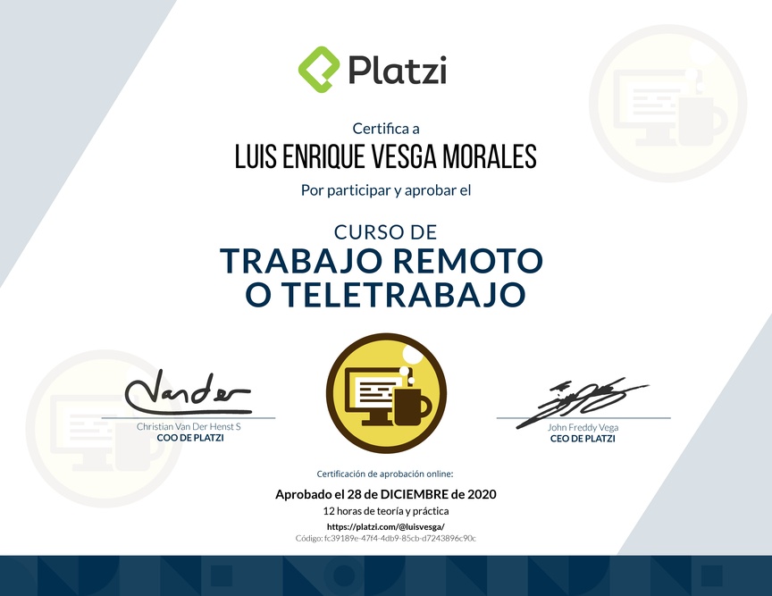 Diploma del Curso de Trabajo Remoto para Gestionar el Cambio Organizacional