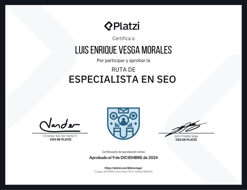 Diploma de la Ruta de Aprendizaje de Especialista en SEO