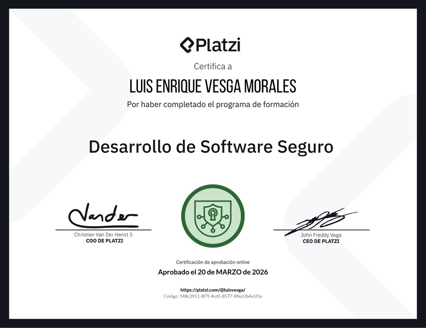 Diploma de la Ruta de Aprendizaje de Desarrollo de Software Seguro