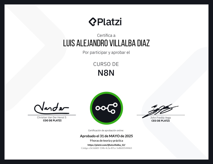 Diploma del Curso de N8N