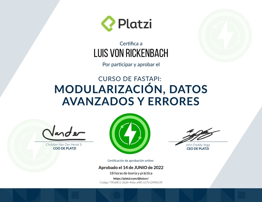Diploma del Curso de FastAPI: Modularización, Datos y Errores
