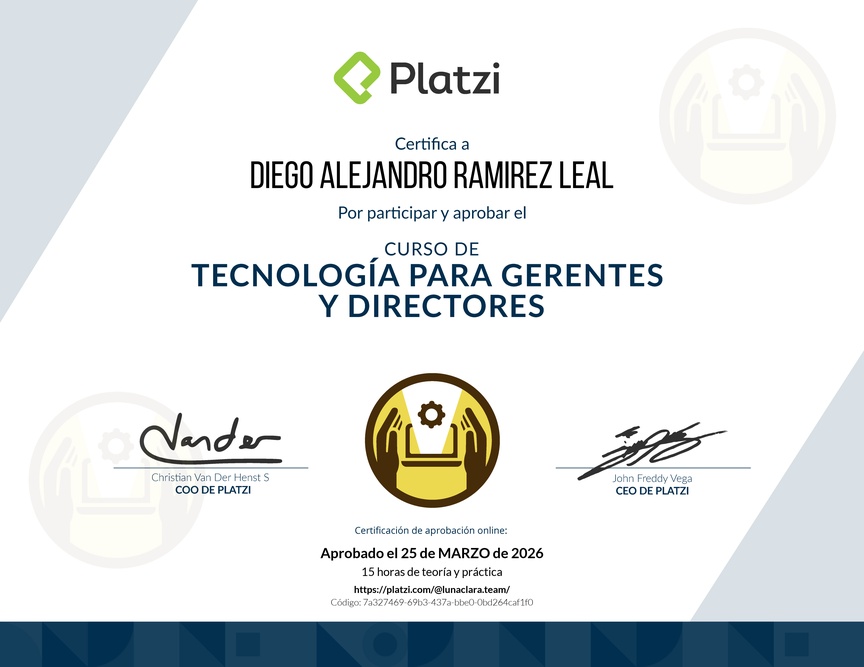 Diploma del Curso de Tecnología para Gerentes y Directores