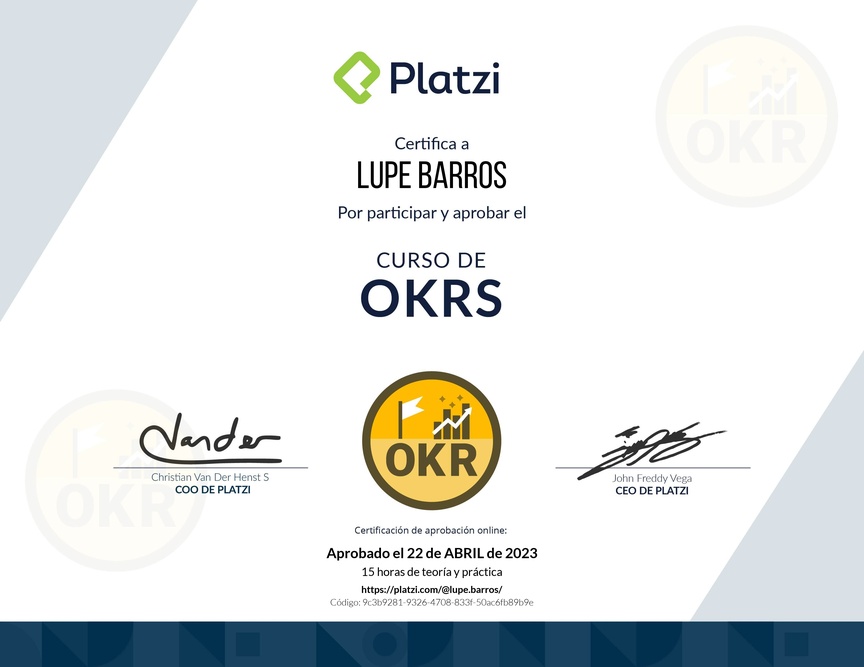 Diploma del Curso de OKRs: Herramienta Clave para Managers