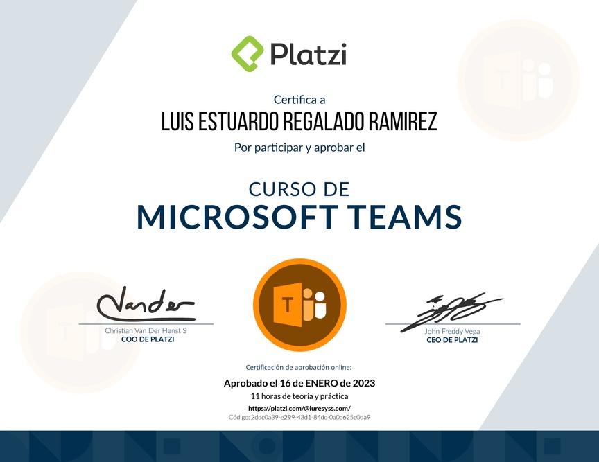 Diploma del Curso de Microsoft Teams: Optimiza la Colaboración y Gestión Empresarial (2020)