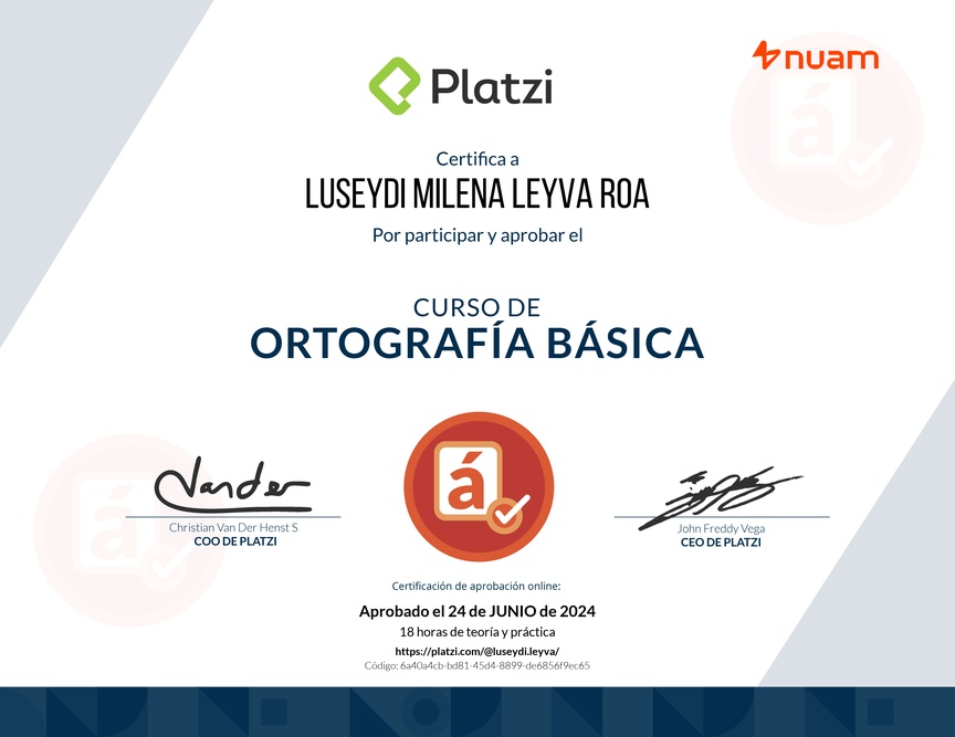 Diploma del Curso de Ortografía Básica