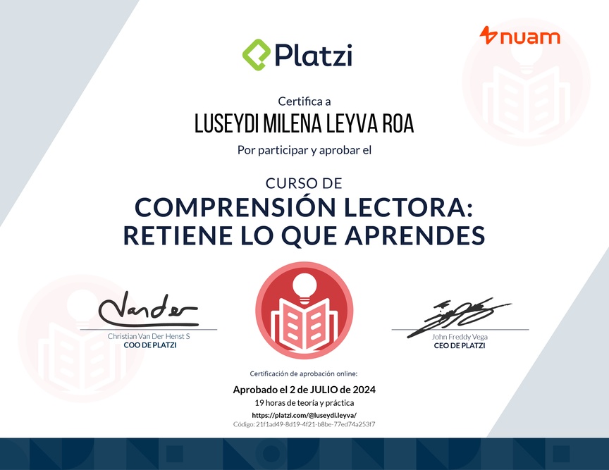 Diploma del Curso de Comprensión Lectora: Retén lo que Aprendes