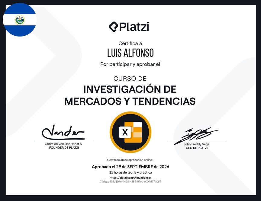 Diploma del Curso de Investigación de Mercados y Tendencias