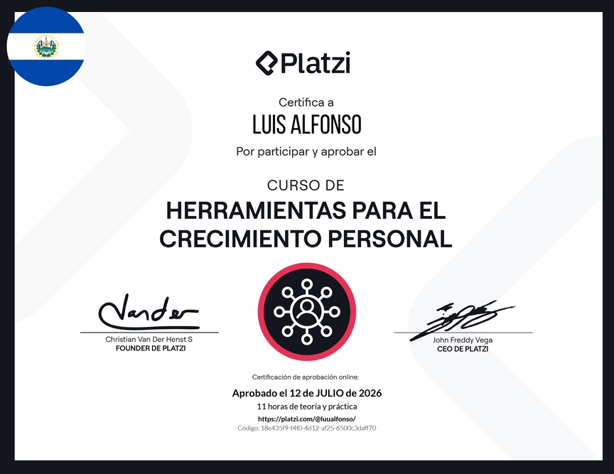 Diploma del Curso de Herramientas para el Crecimiento Personal