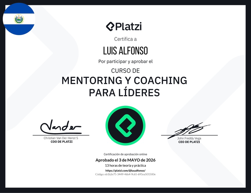 Diploma del Curso de Mentoring y Coaching para Líderes