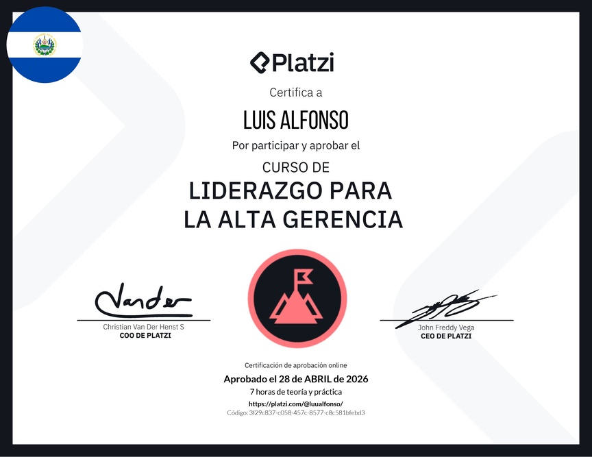 Diploma del Curso de Liderazgo para la Alta Gerencia