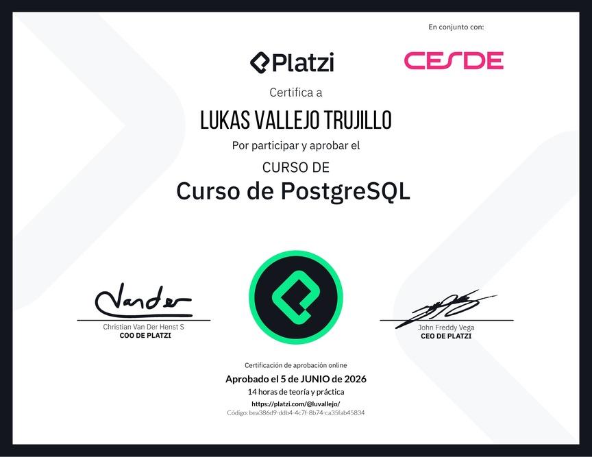 Diploma del Curso de PostgreSQL
