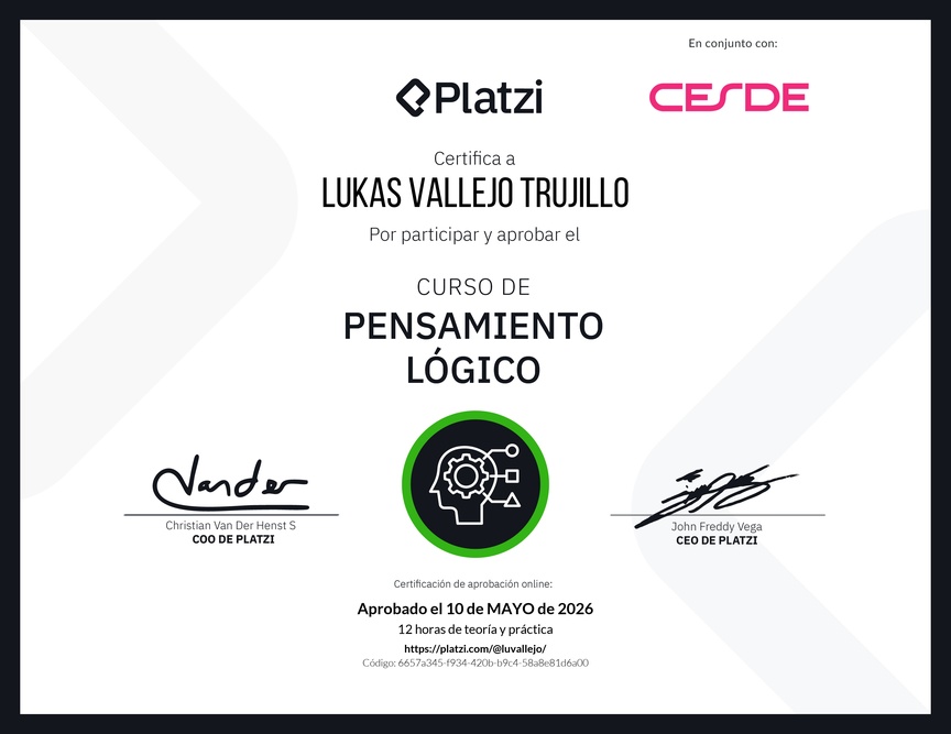Diploma del Curso de Pensamiento Lógico
