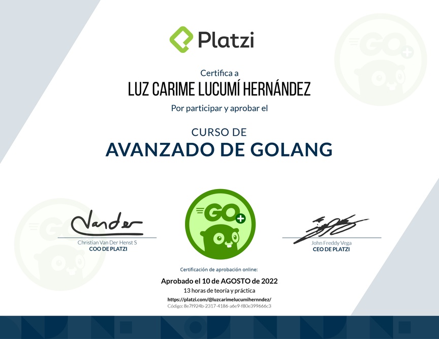 Diploma del Curso de Go Avanzado: Concurrencia y Patrones de Diseño