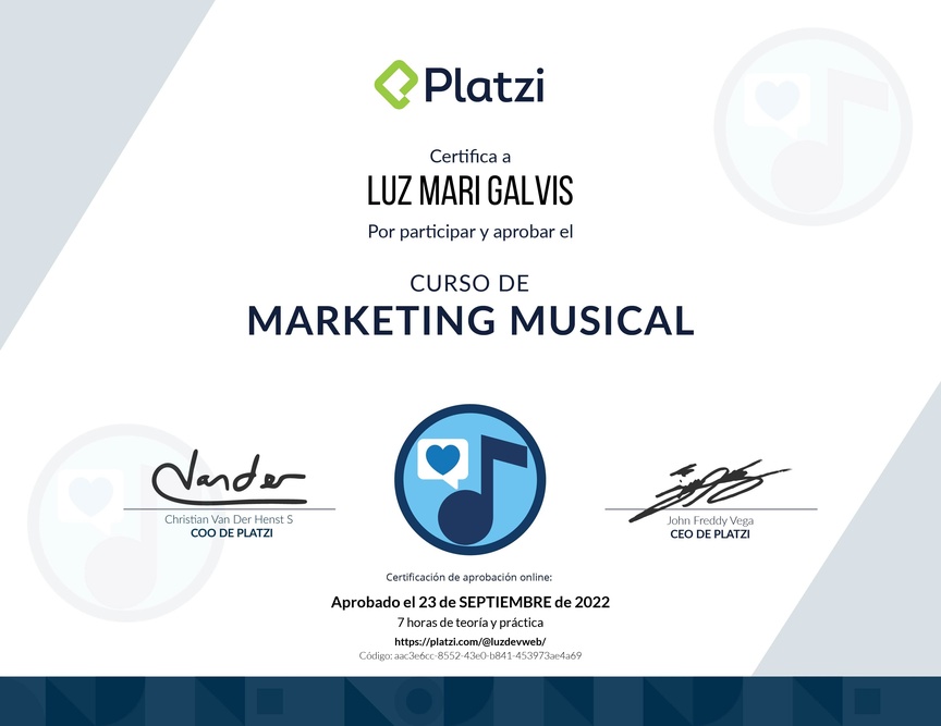Diploma del Curso de Marketing Musical