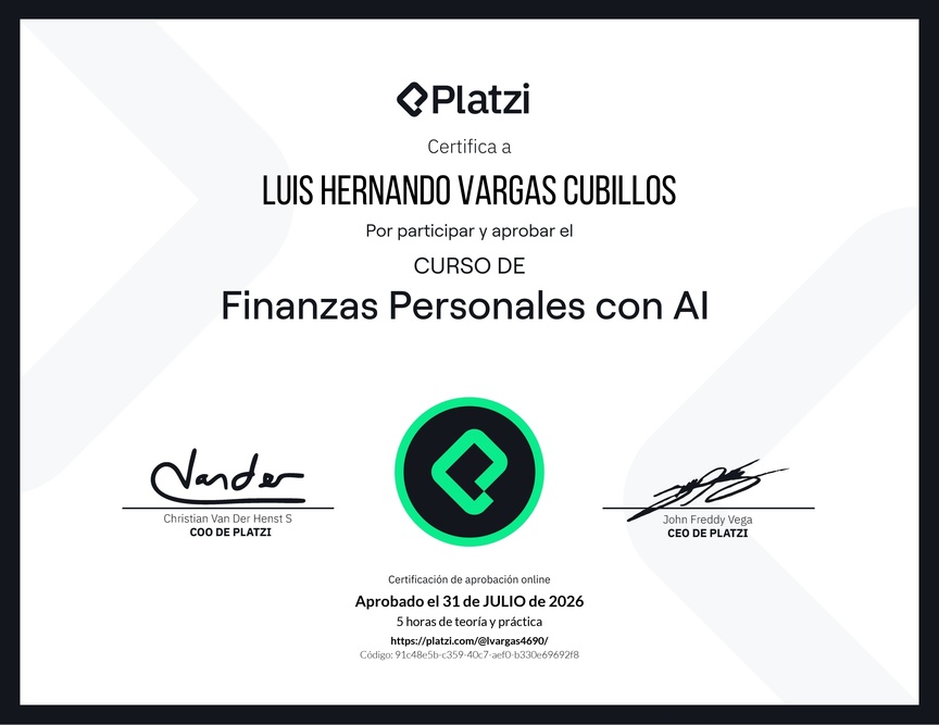 Diploma del Curso de Finanzas Personales con Inteligencia Artificial