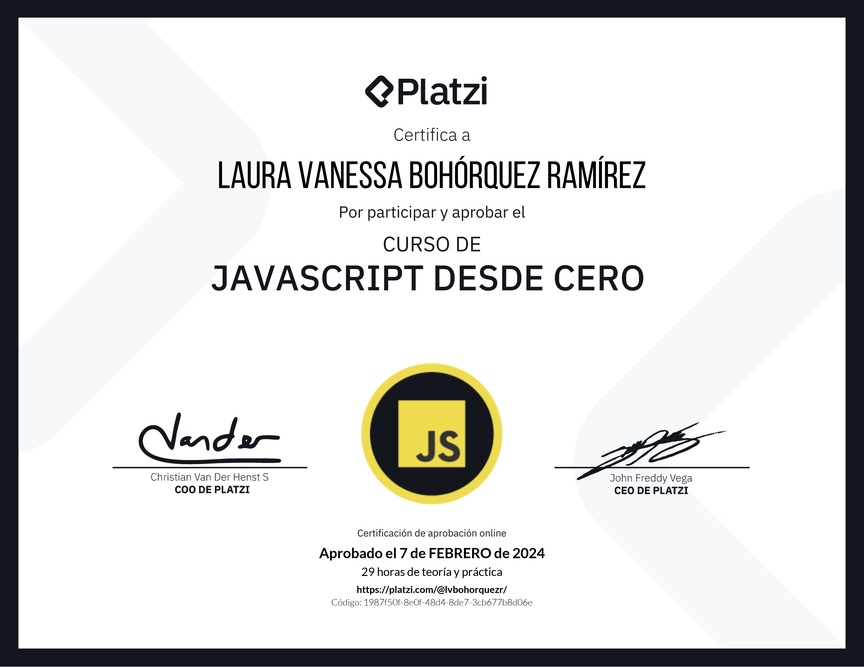 Diploma del Curso de JavaScript Desde Cero