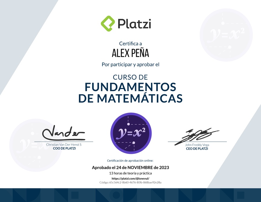 Diploma del Curso de Fundamentos de Matemáticas