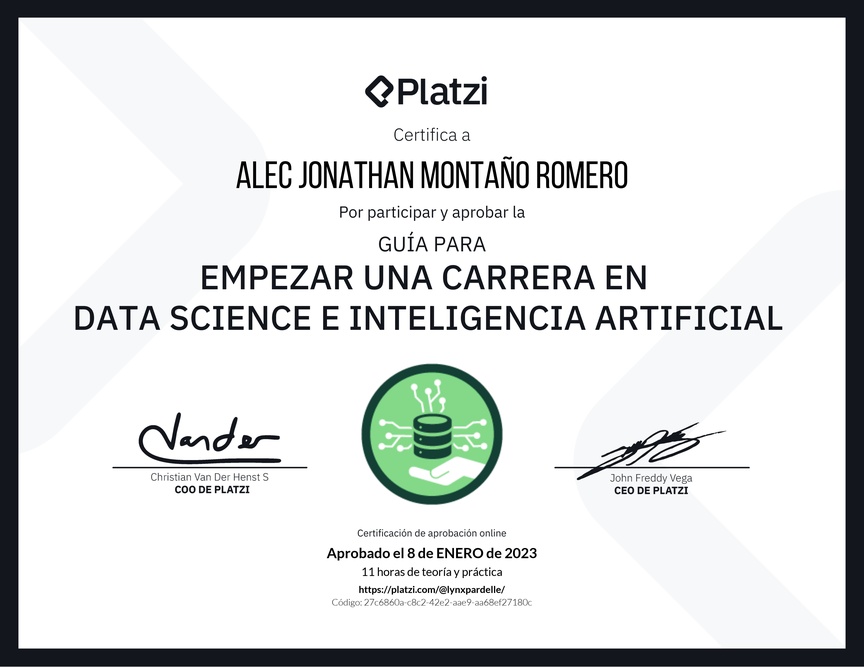 Diploma de Guía para Empezar una Carrera en Data Science e Inteligencia Artificial
