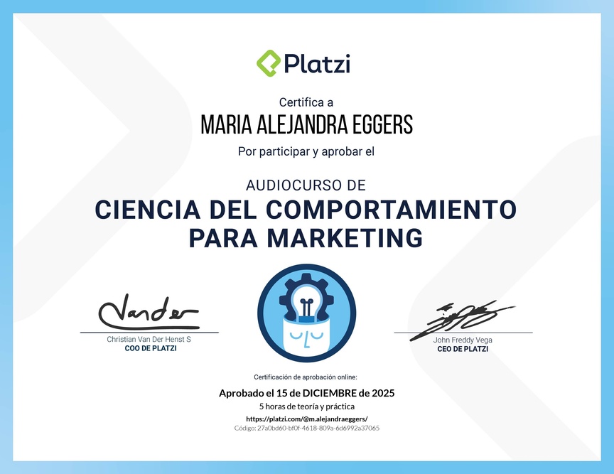 Diploma de Audiocurso para Analizar el Comportamiento del Consumidor