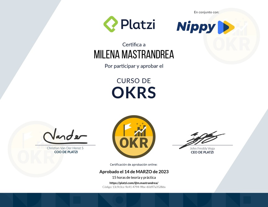 Diploma del Curso de OKRs: Herramienta Clave para Managers
