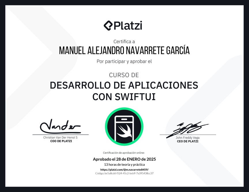 Diploma del Curso de Desarrollo de Aplicaciones con SwiftUI