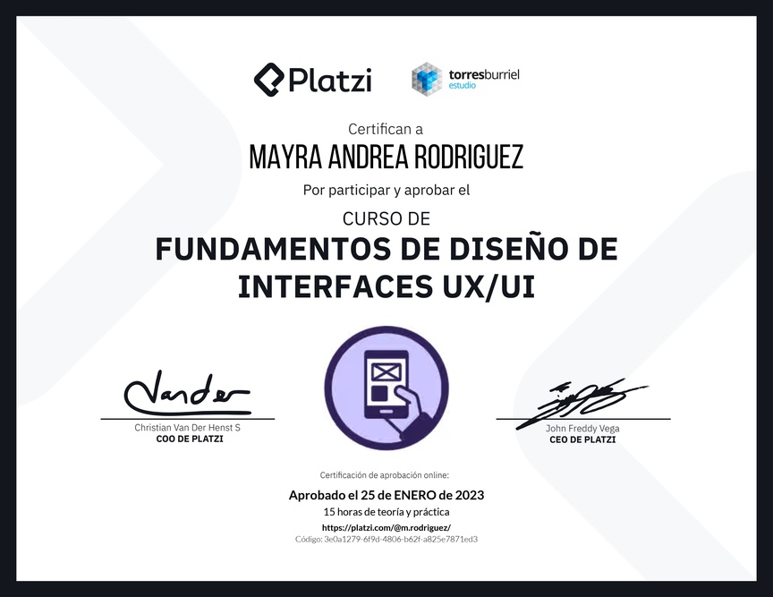 Diploma del Curso de Fundamentos de Diseño de Interfaces UX/UI