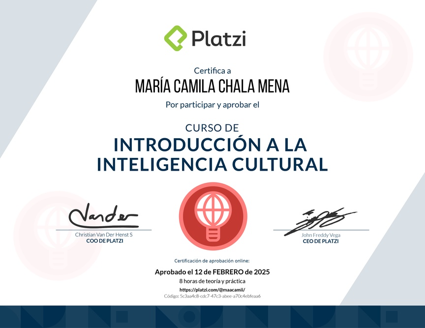 Diploma del Curso de Introducción a la Inteligencia Cultural