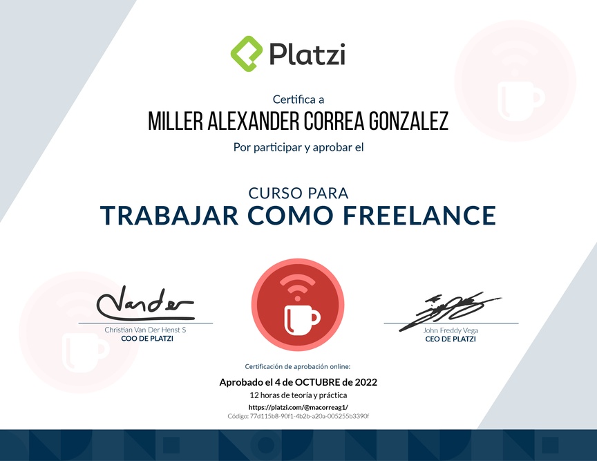 Diploma del Curso para Trabajar como Freelance