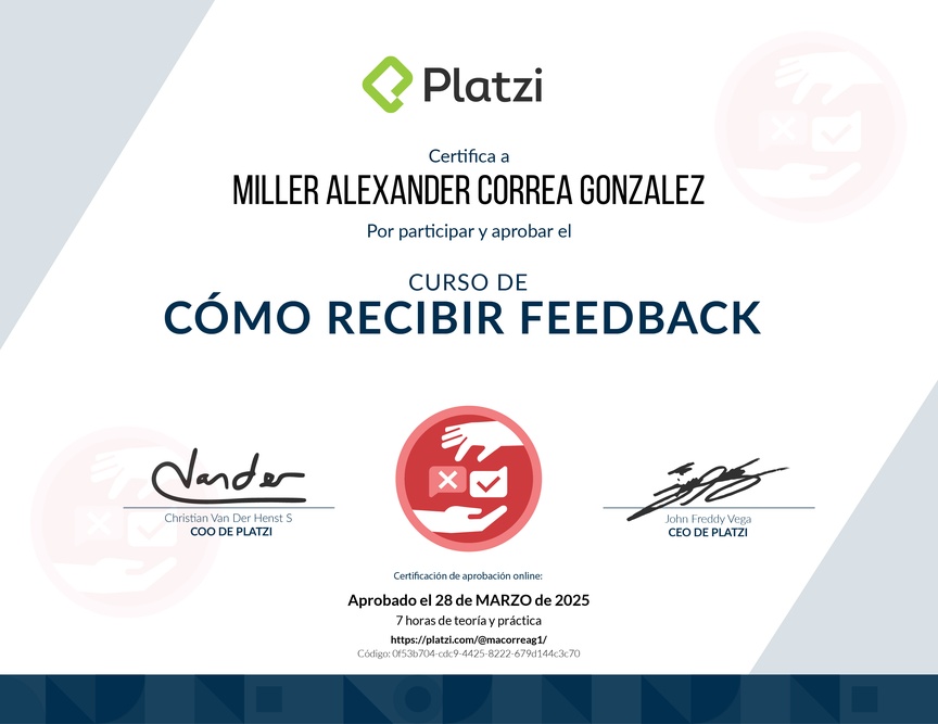 Diploma de Audiocurso de Cómo Recibir Feedback