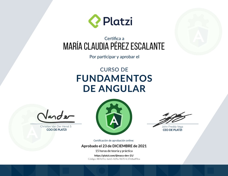 Diploma del Curso de Fundamentos de Angular