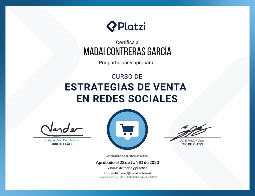 Diploma del Curso de Estrategias de Venta en Redes Sociales: Análisis de Métricas