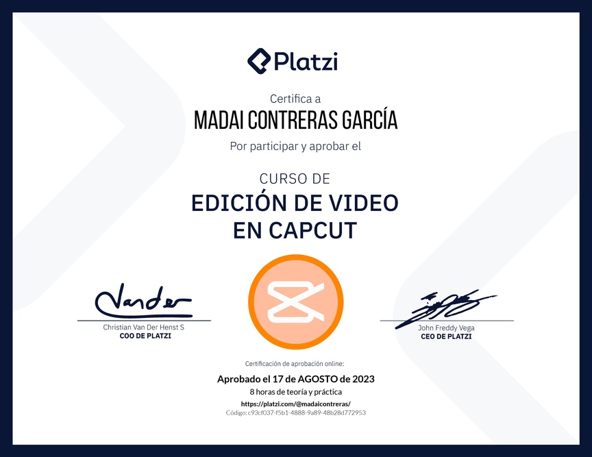 Diploma del Curso de Edición de Video con Capcut