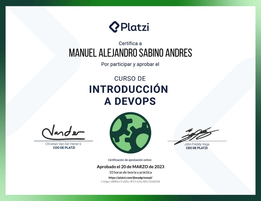 Diploma del Curso de Introducción a DevOps