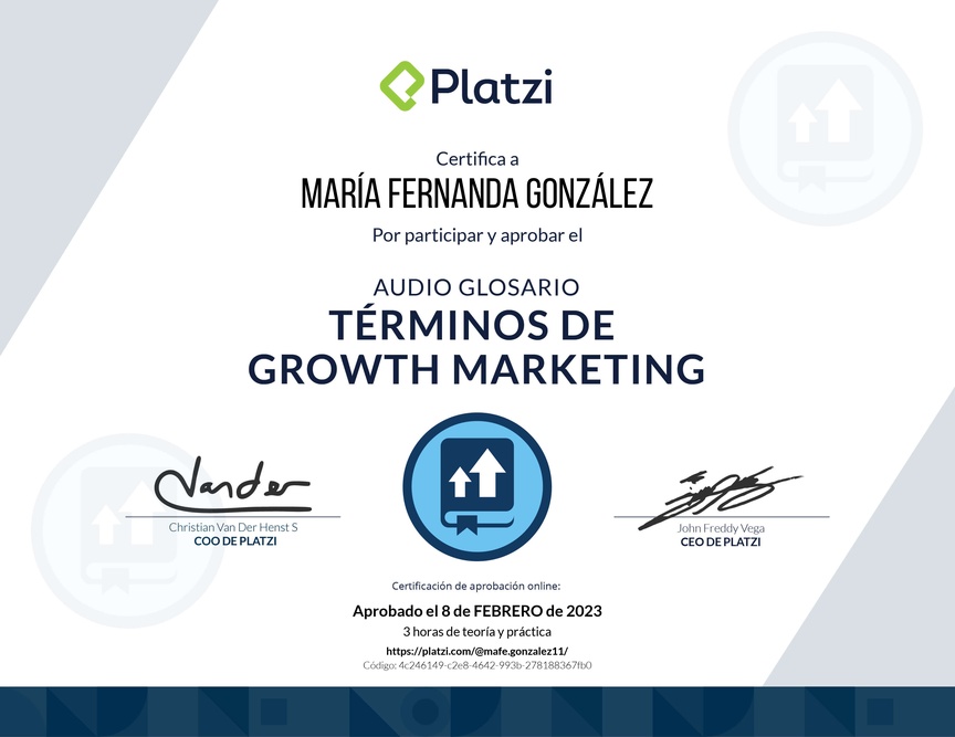 Diploma de Audioglosario: Aprende los Términos Básicos de Growth Marketing