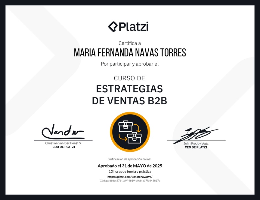 Diploma del Curso de Estrategias de Ventas B2B