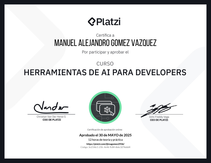 Diploma del Curso de Herramientas de AI para Devs