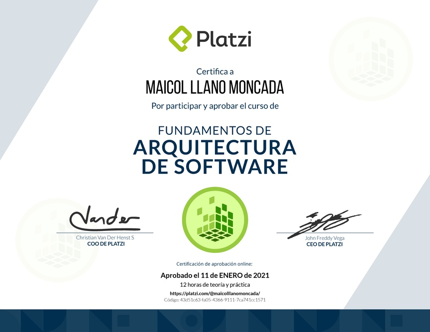 Diploma de Fundamentos de Arquitectura de Software (2018)