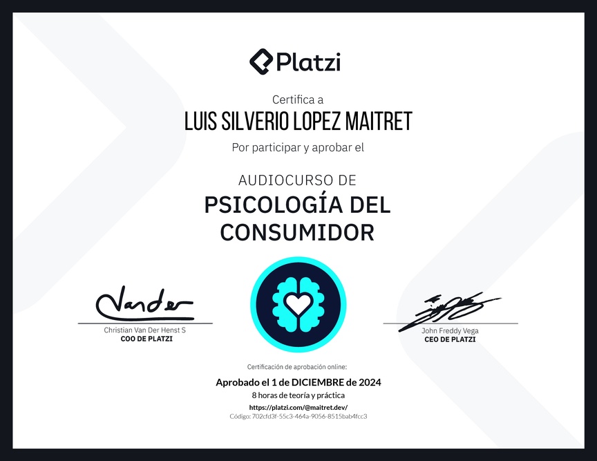 Diploma de Audiocurso de Psicología del Consumidor