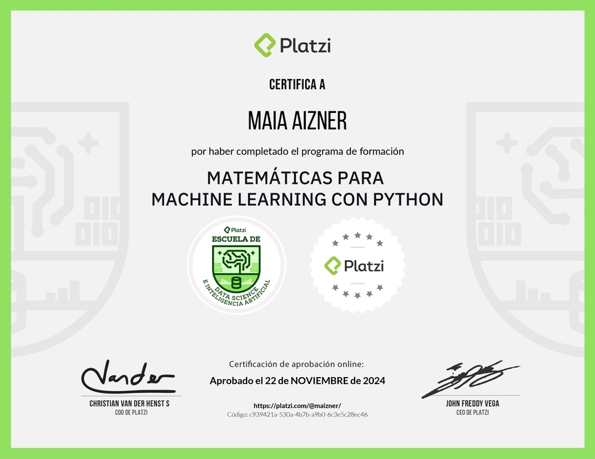 Diploma de la Ruta de Aprendizaje de Matemáticas para Machine Learning con Python