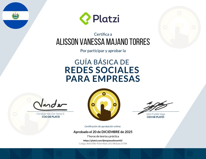 Diploma de Guía Básica de Redes Sociales para Empresas
