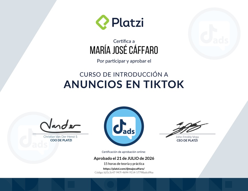 Diploma del Curso de Anuncios en TikTok