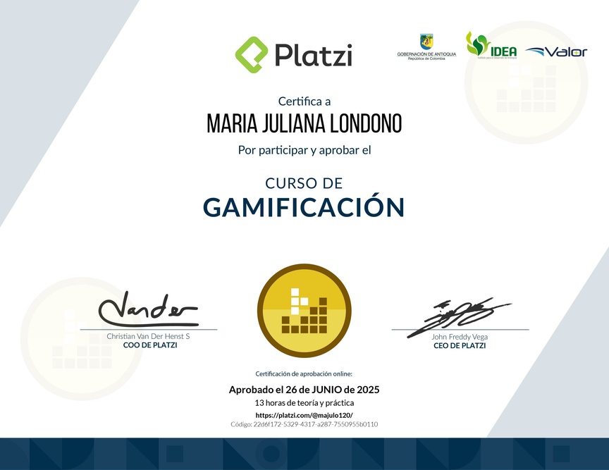 Diploma del Curso de Gamificación