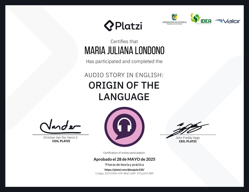 Diploma de Audio Historia en Inglés: Origen del idioma