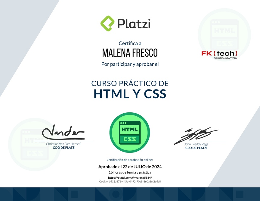 Diploma del Curso Práctico de HTML y CSS