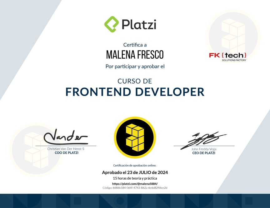 Diploma del Curso de Frontend Developer