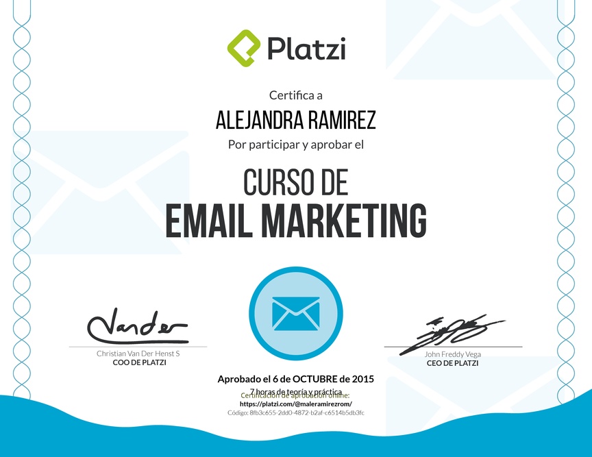 Diploma del Curso de Email Marketing 2015