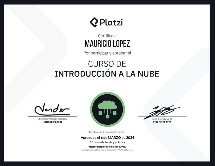 Diploma del Curso de Introducción a la Nube